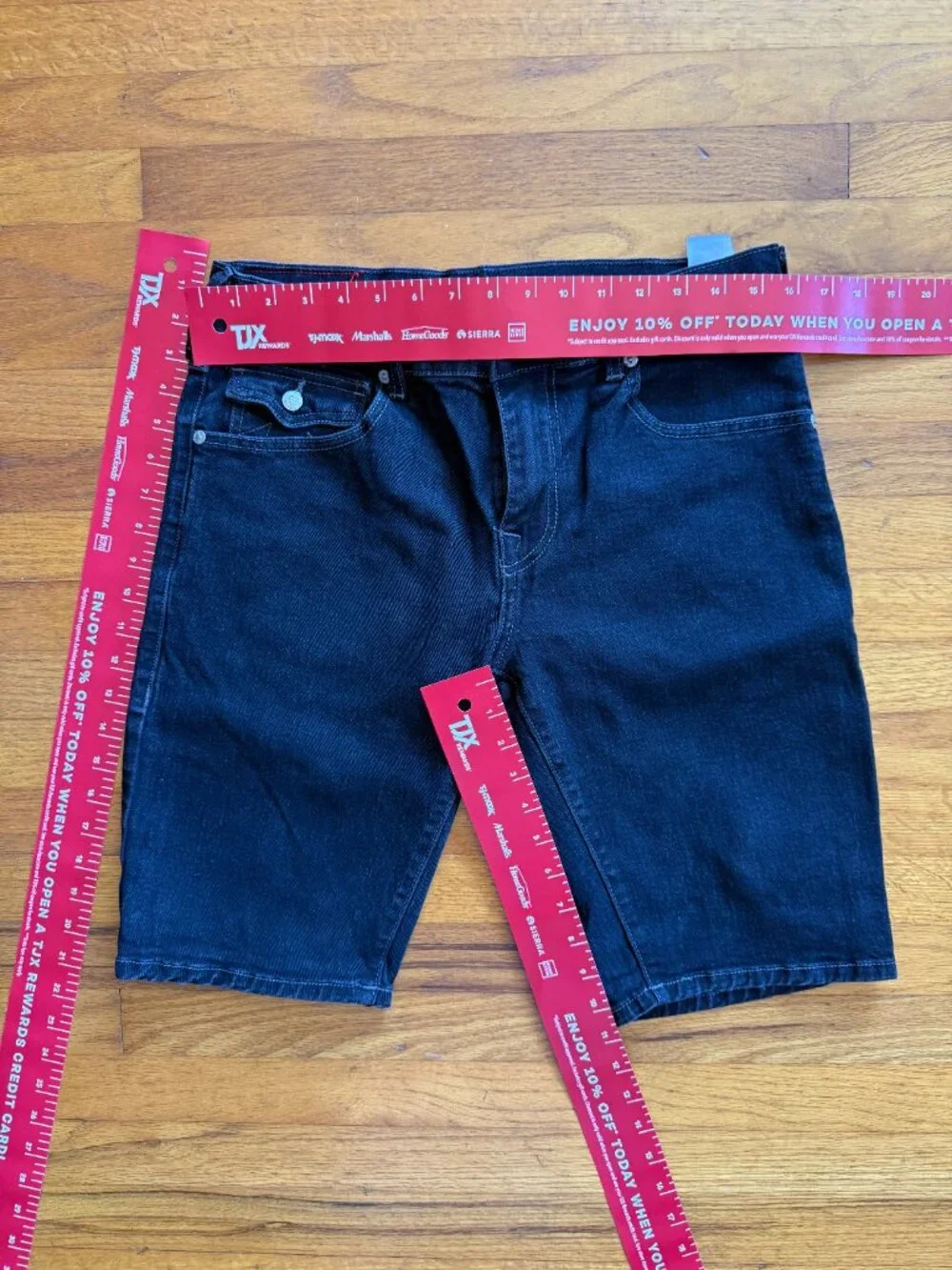 True Religion Ricky Relaxed Straight Denim Shorts - Black Wash, Size 32